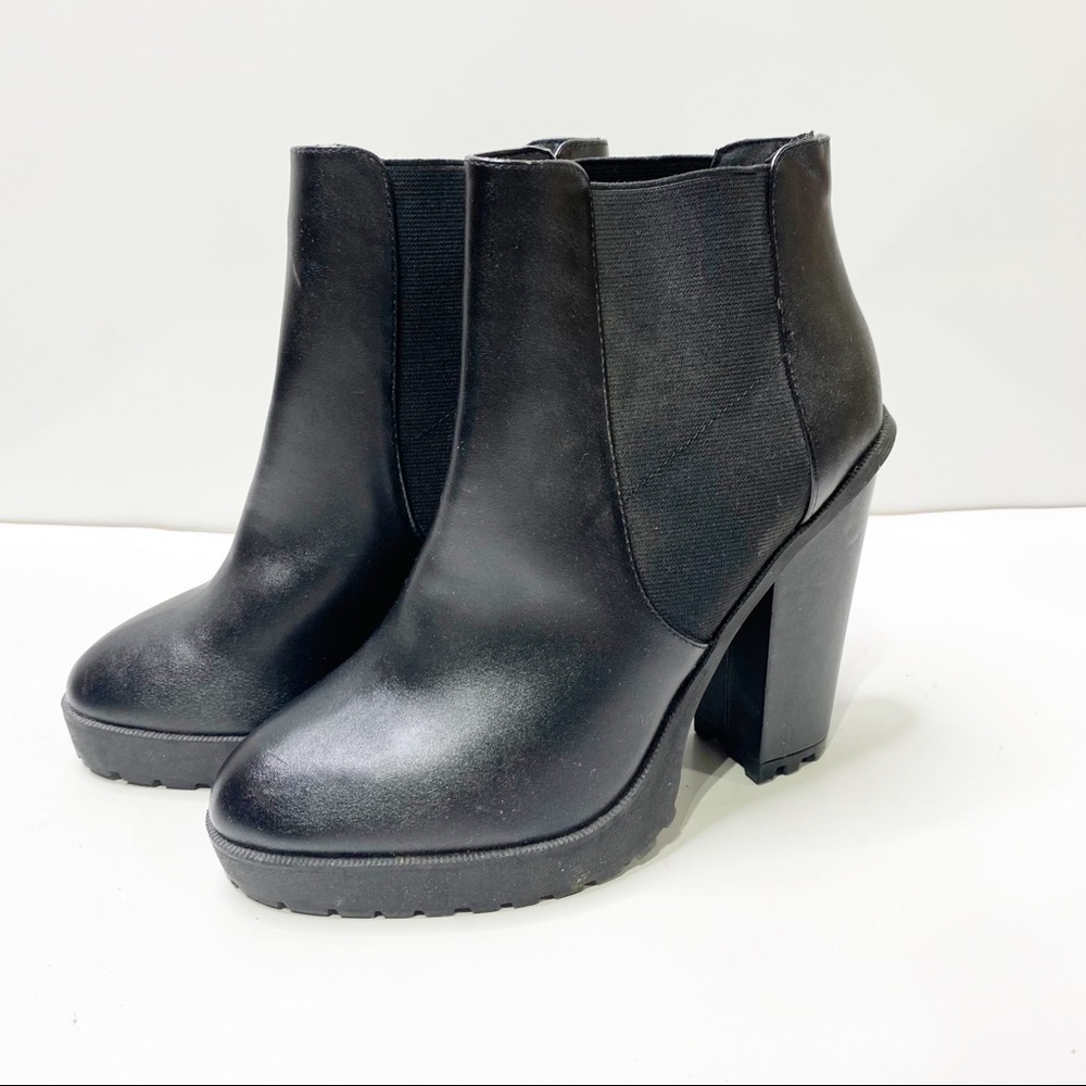 Asos Combat Moto Leather Heeled Boots